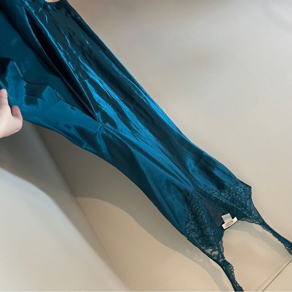 Victoria's Secret Gold Label Teal Vintage Satin Gown Chemise Lace Bust SEE INFO - Picture 8 of 10